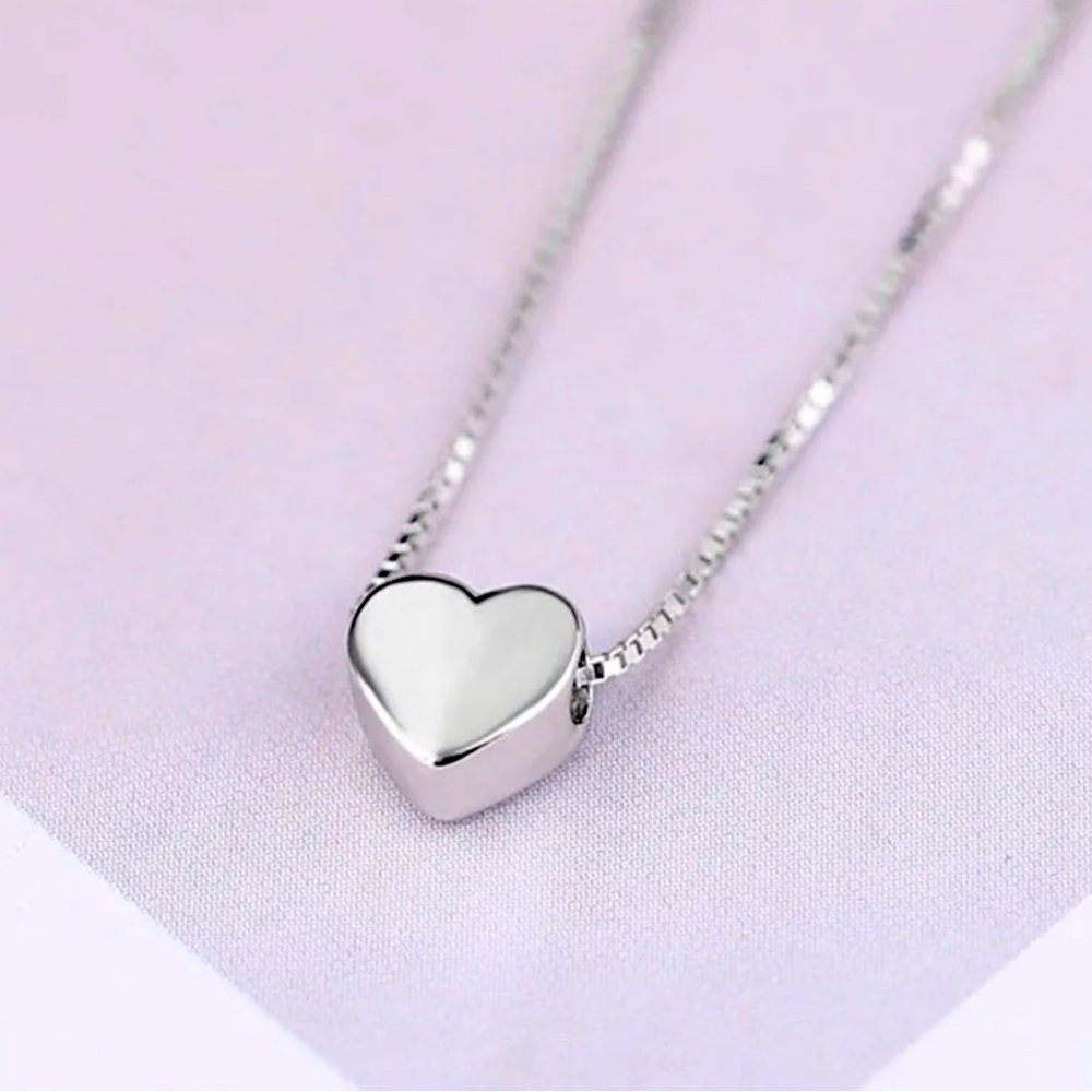 Dainty 925 Sterling Silver Heart Pendant Necklace